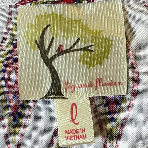 Anthropologie Fig Flower Tunic Top Size LARGE Pockets Patterned Loose Fit - Picture 7 of 8